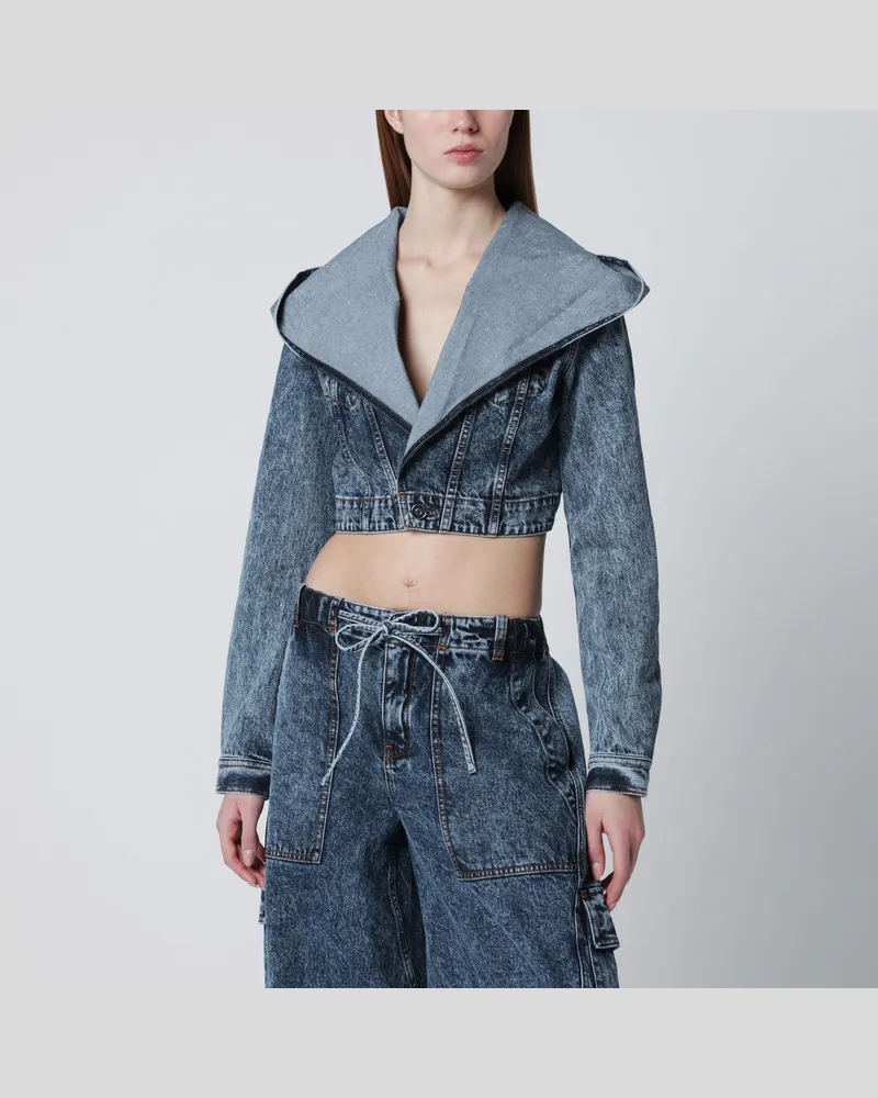 Alaïa Denimjacke mit Kapuze Blue