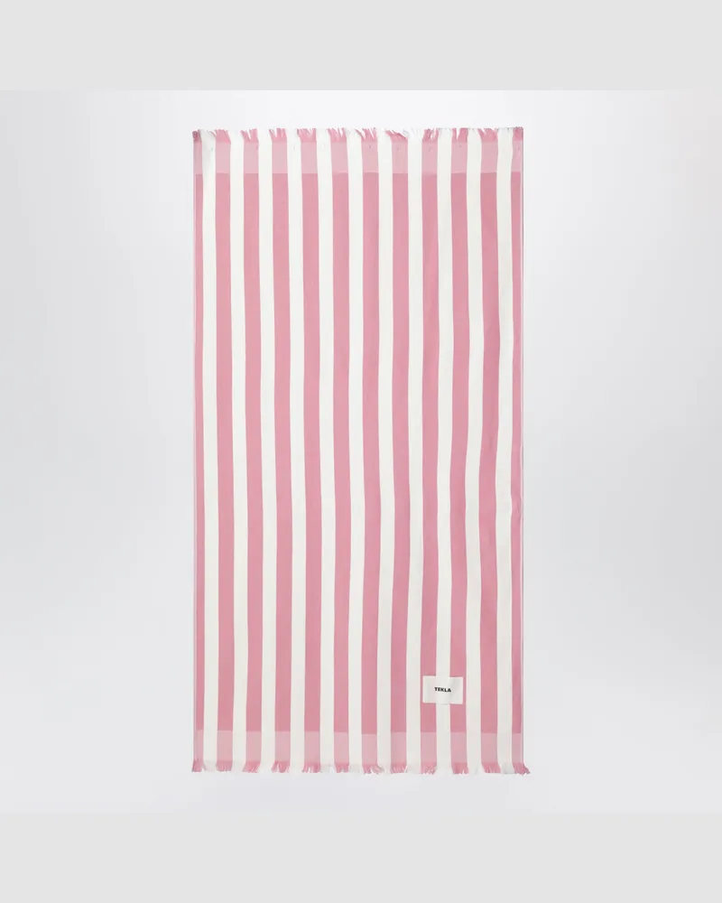 TEKLA Strandtuch mit Streifen in Rosa/Weiß Pink