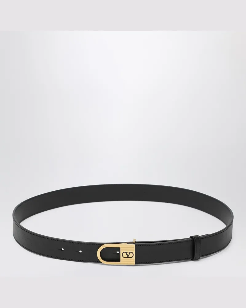 Valentino Garavani Schwarzer Vlogo Signature Gürtel Black