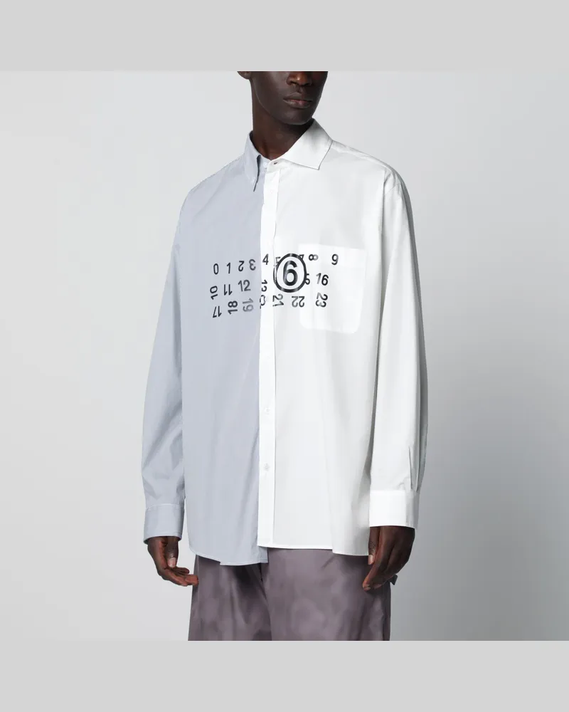 Maison Margiela Hemd aus Baumwollpopeline in Weiß/Grau White
