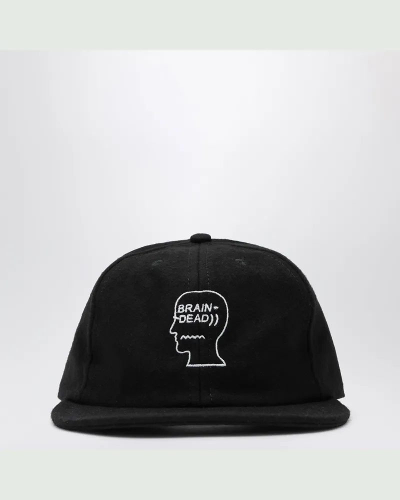 Brain Dead Schwarze Baseballkappe mit gesticktem Logo Black