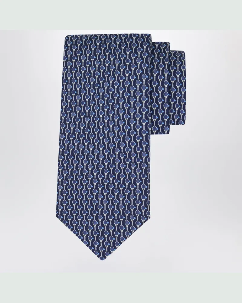 Ferragamo Krawatte aus Seide mit Tennis-Print in Royalblau Multicolor