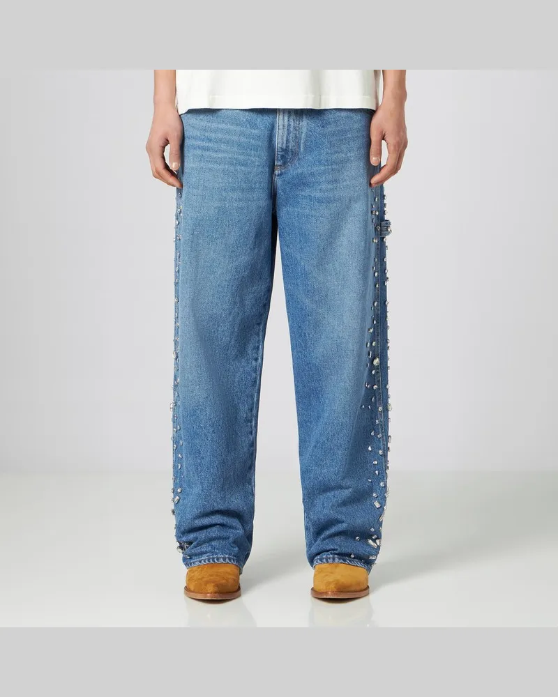 1989 STUDIO Jeans mit Kristallen Hellblau