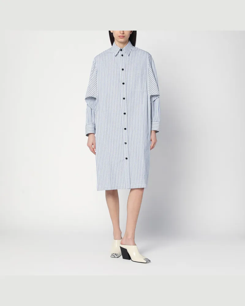 Bottega Veneta Midi-Hemdblusenkleid mit Streifenmuster White