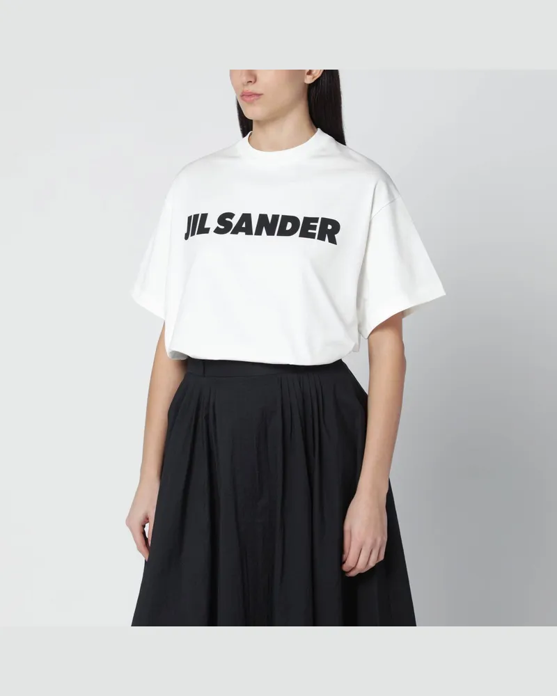 Jil Sander Weißes weites T-Shirt mit Logo White