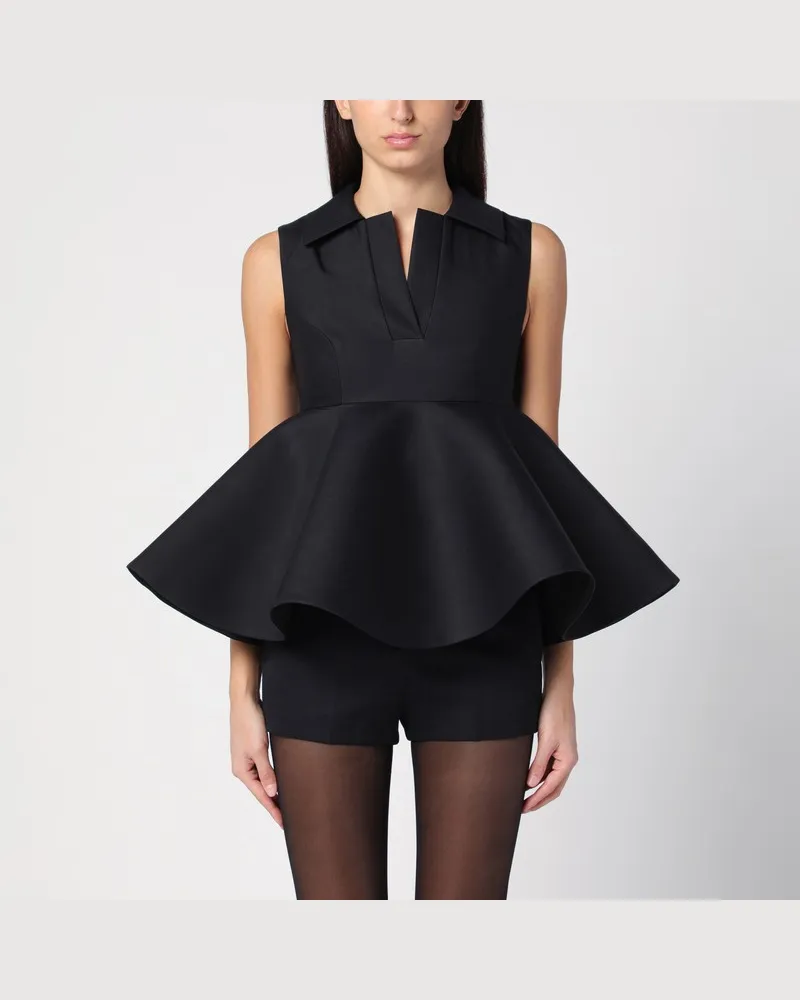 Jacquemus Schwarzes Top Spalla aus Wolle und Seide Schwarz
