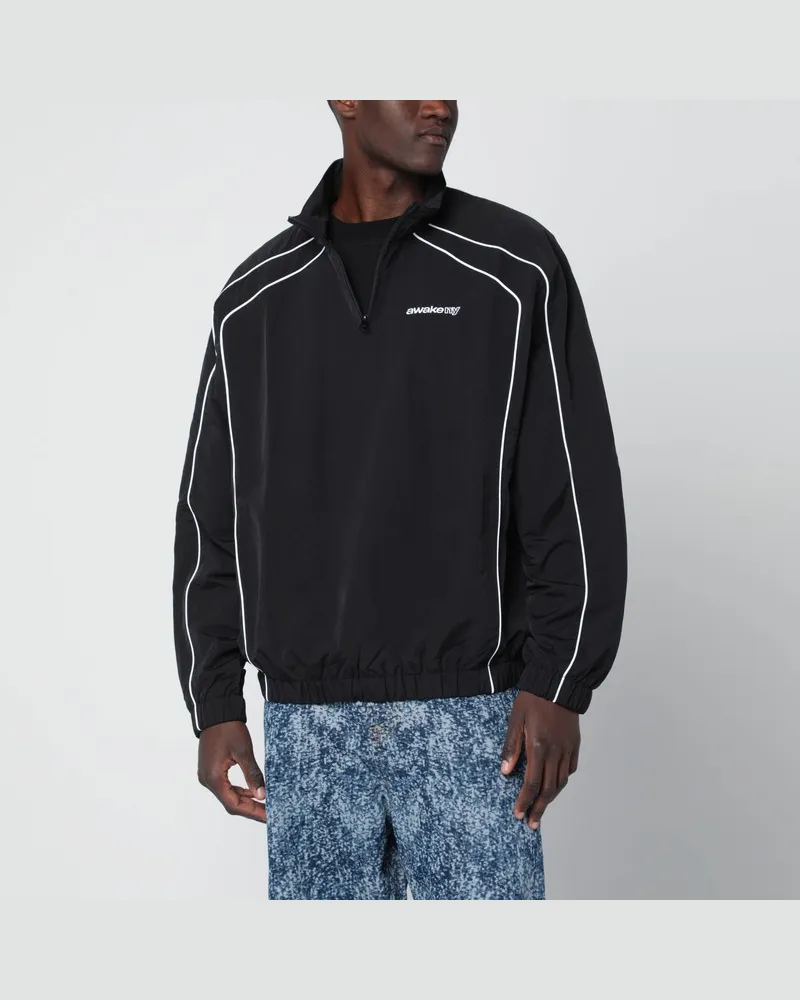 AWAKE NY Schwarze Jacke mit Reißverschlusskragen Schwarz