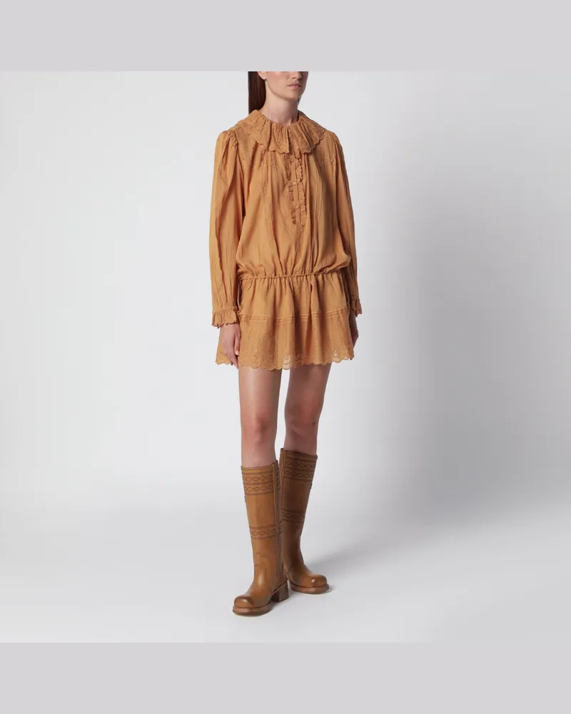 Isabel Marant Lenora karamellfarbenes Baumwollkleid Orange