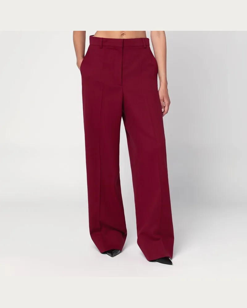 Stella McCartney Weite Hose in Jazzberry-Farbe aus Wolle Rot