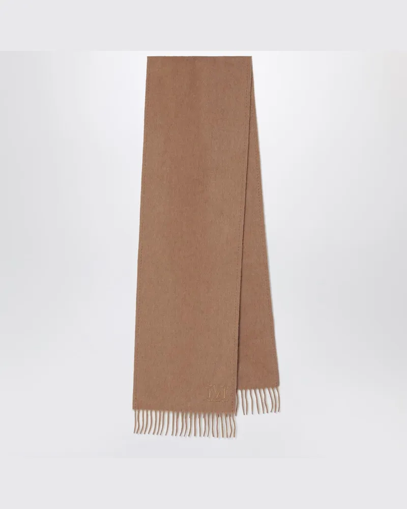Max Mara Kamelhaar-Schal mit Monogramm-Stickerei Beige