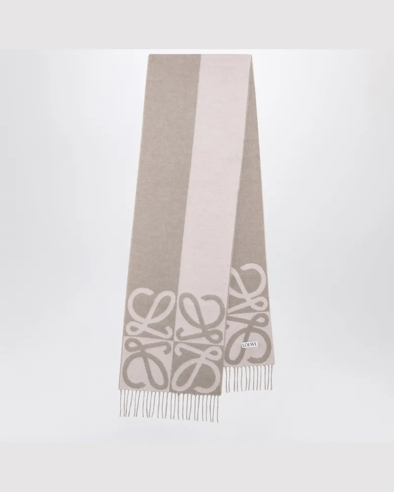 Loewe Anagram Jacquard-Schal aus Wolle und Kaschmir in Rosa / Beige Beige