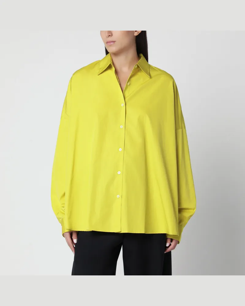 Dries van Noten Oversize-Hemd aus limettengrünem Baumwollpopeline Yellow