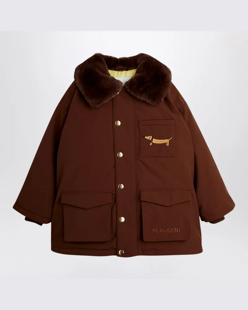 Mini Rodini Brauner wattierter Parka aus Nylon Brown