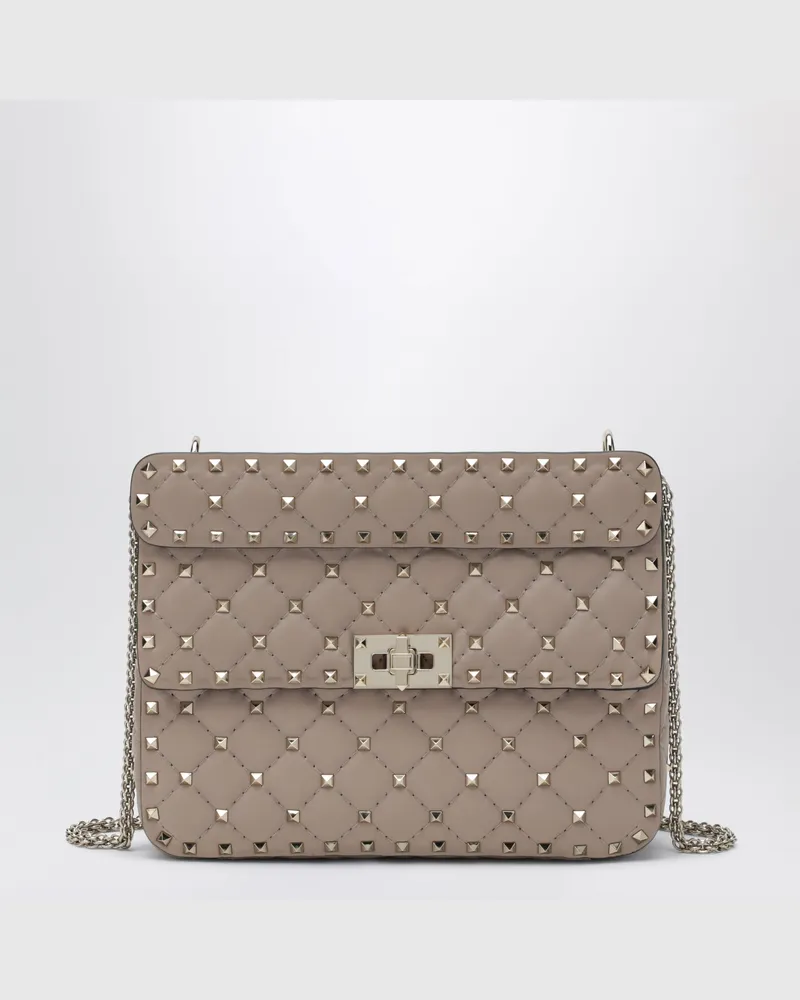 Valentino Garavani Mittelgroße Rockstud Spike Tasche aus puderrosa Nappaleder Pink