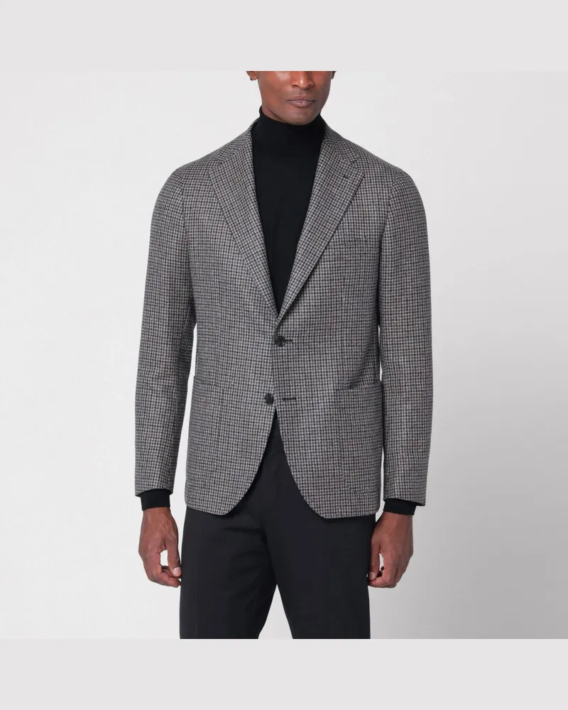 Tagliatore Jacke in beige/grauem Hahnentrittmuster Beige