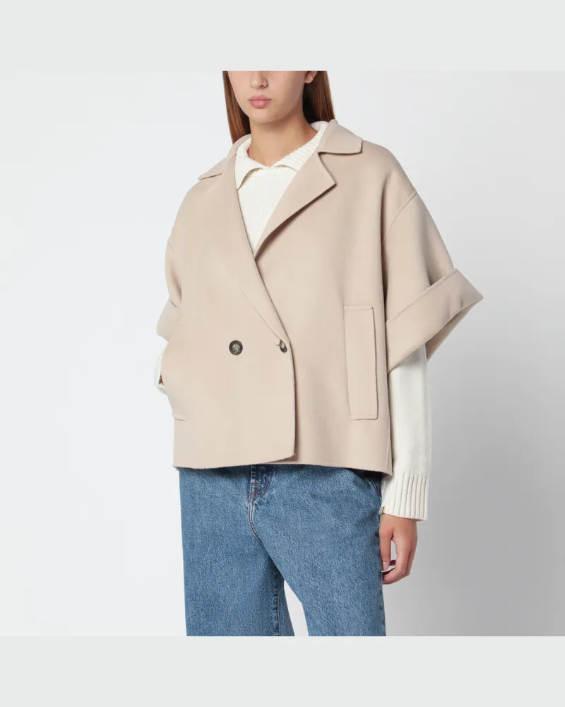 Max Mara Kurzer Mantel aus Wolltuch in Sand Beige