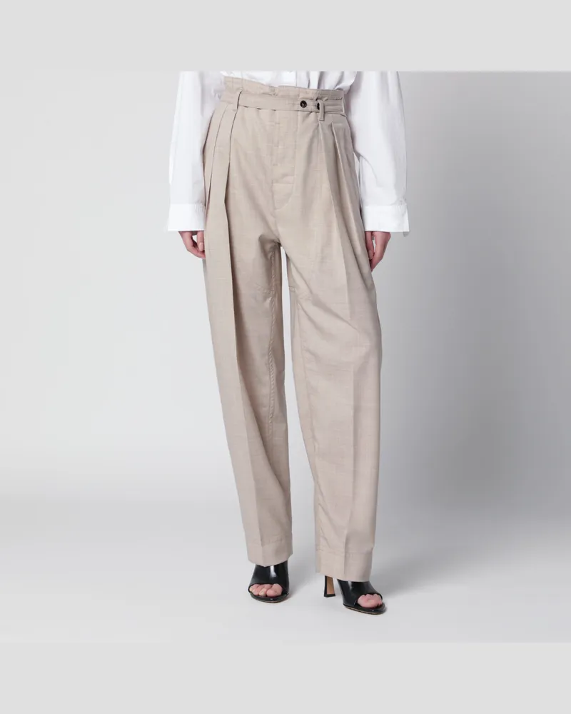 Bottega Veneta Beige melierte Wollhose Beige