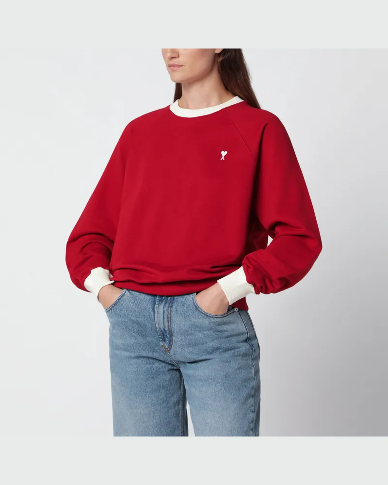 AMI Paris Ami de Coeur Sweatshirt rot/elfenbein Red