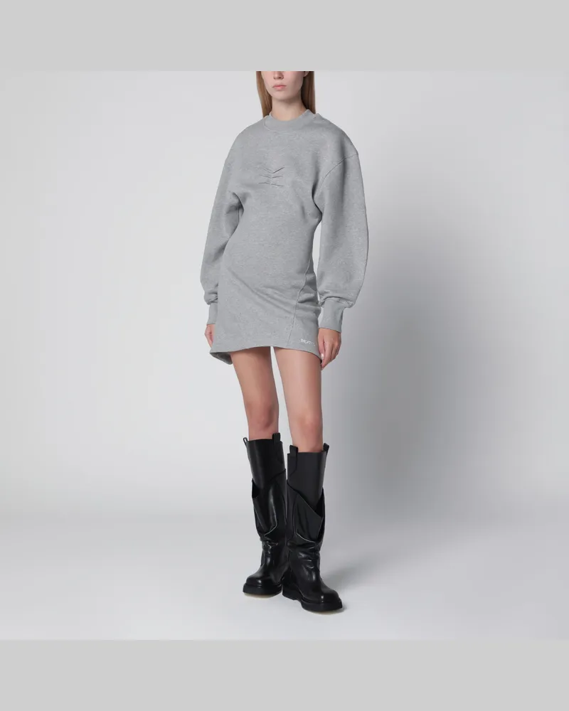 ATTICO Meliertes Mini-Sweatkleid aus Baumwolljersey in Grau Grey