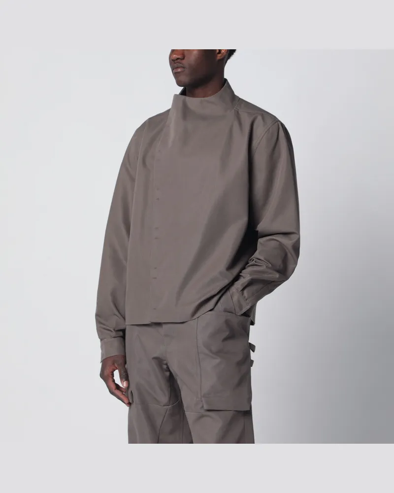 Rick Owens Asymmetrisches Hemd in Staubfarbe aus Baumwollmischung Grey
