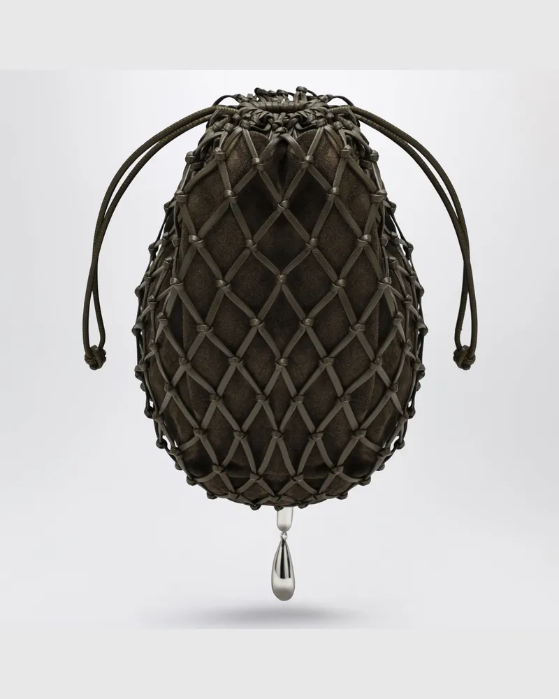 SAVETTE Macramé-Pochette aus braunem Kalbsleder Brown