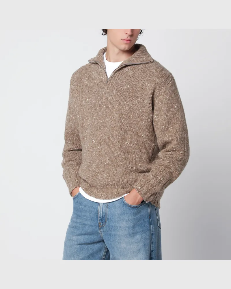 AURALEE Brauner melierter Pullover aus Wolle Brown