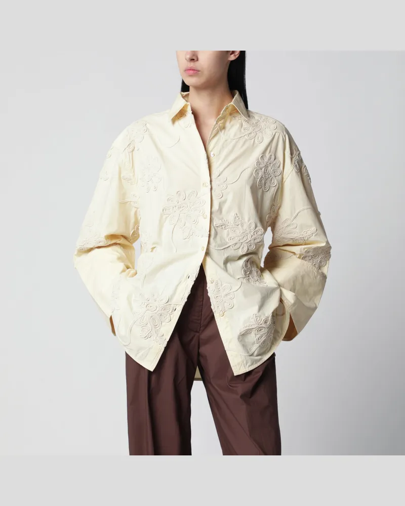 ROTATE Birger Christensen Oversize-Hemd Flower aus Bio-Baumwolle in Italian Straw Yellow
