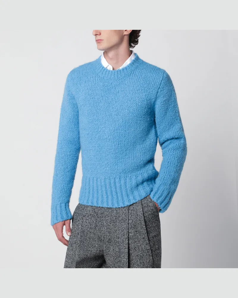 Dolce & Gabbana Türkisfarbener Rundhalspullover mit Bouclé-Effekt Light