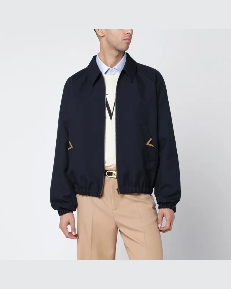 Valentino Garavani Marineblauer Bomber mit Vgold-Taschen Blau