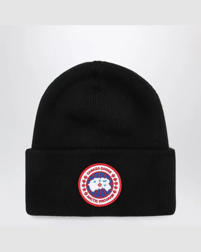 Canada Goose Schwarze Arctic Toque Mütze aus Wolle Black