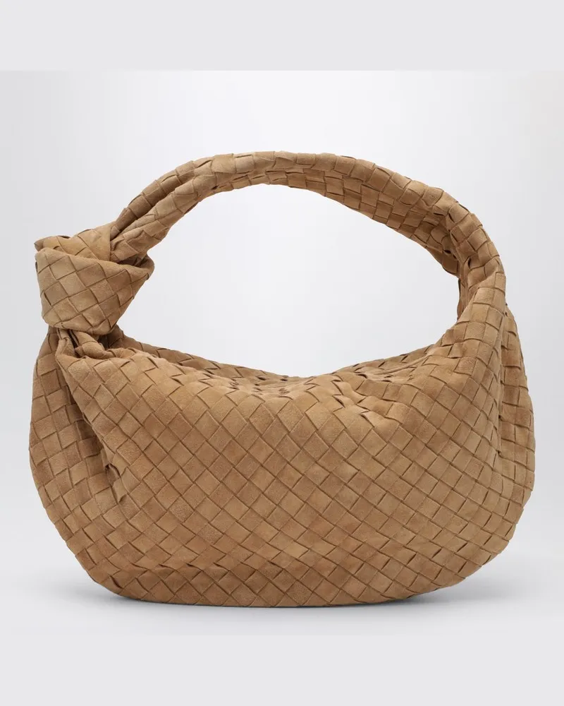 Bottega Veneta Kleine Jodie-Tasche aus bernsteinfarbenem Wildleder Braun