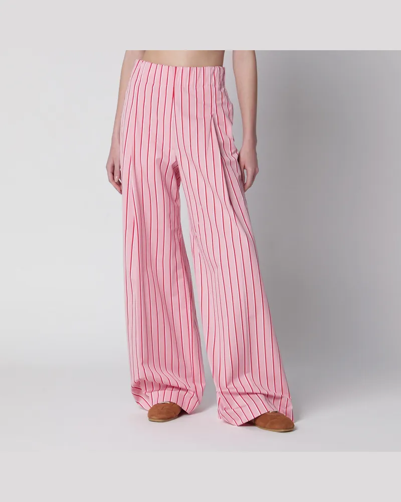 Dries van Noten Weite rosa gestreifte Hose Pink