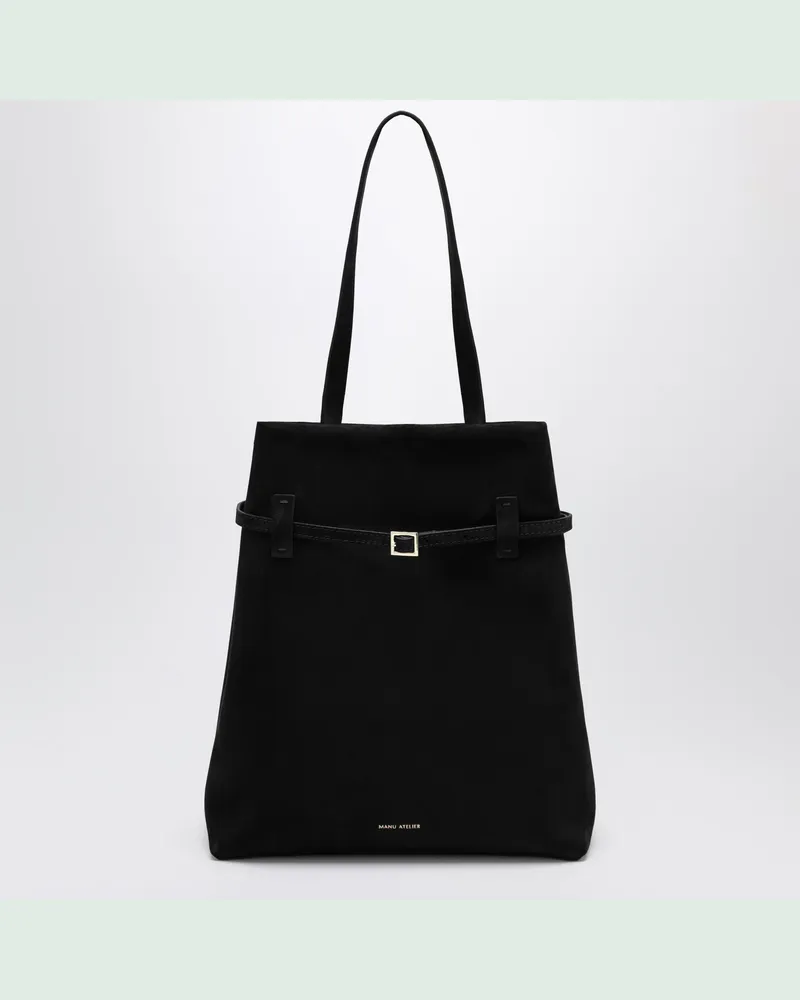 Manu Atelier Tote du Jour Tasche aus schwarzem Wildleder Black