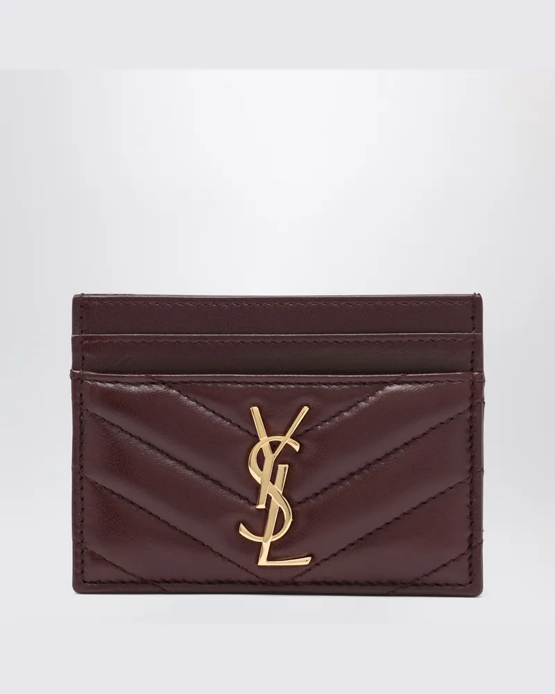 Saint Laurent Bordeauxfarbener Cassandre-Kartenhalter 
