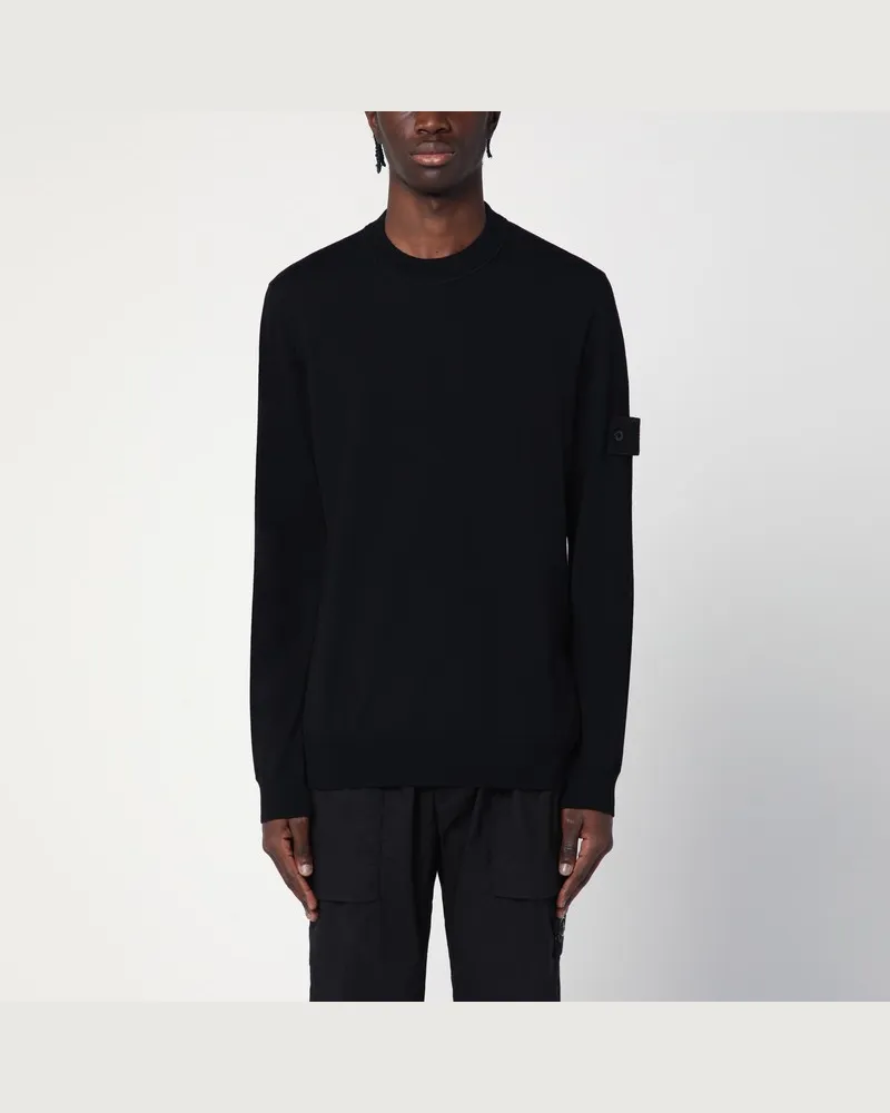 Stone Island Schwarzer Pullover aus Wolle Schwarz