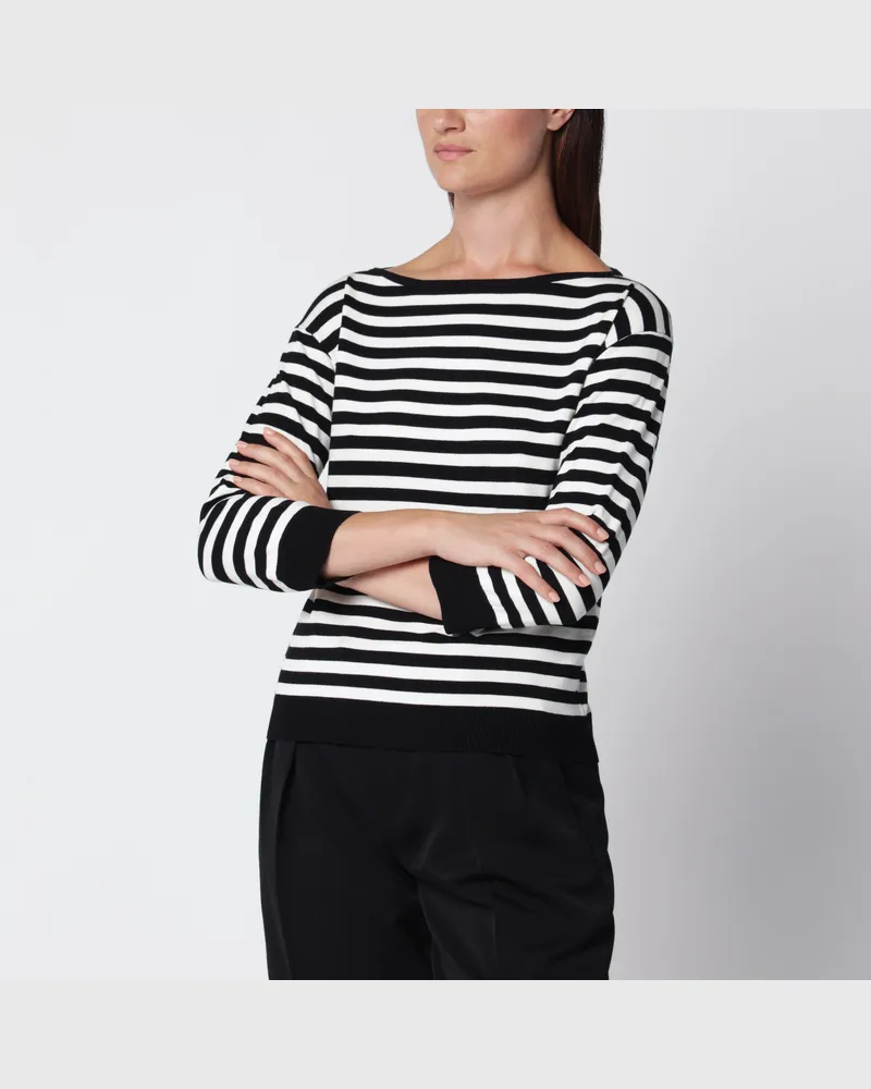 Max Mara Ecrufarbener und schwarzer Viskosepullover Black
