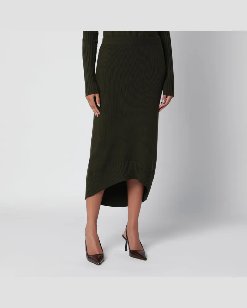Victoria Beckham Enger Rock in Grün aus Merinowolle Green