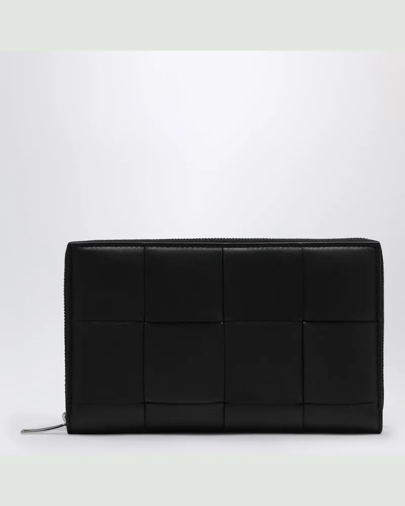Bottega Veneta Cassette Geldbörse mit Reißverschluss schwarz Black