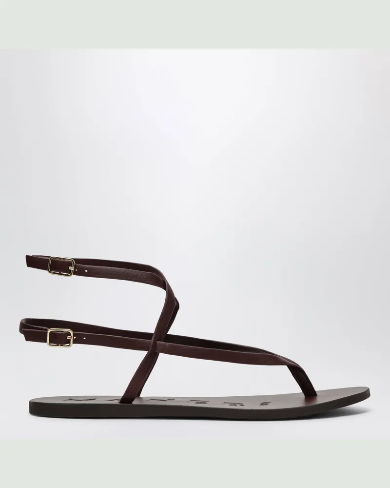 Manebí Burgunderfarbene Zehentrenner-Sandalen Burgundy