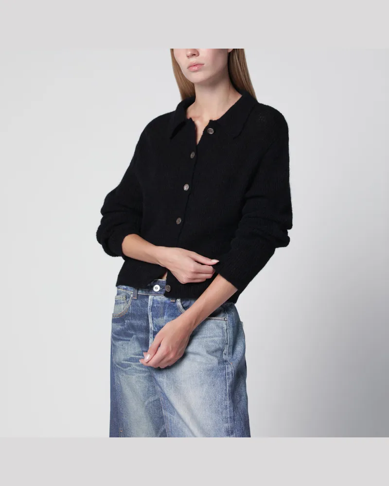 Our Legacy Black alpaca-blend polo cardigan Black