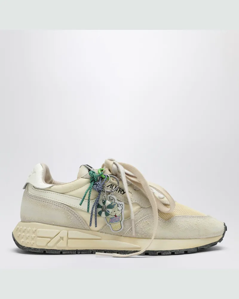 AUTRY Reelwind Super Vintage Sneakers aus Ecru-Nylon und Veloursleder Beige