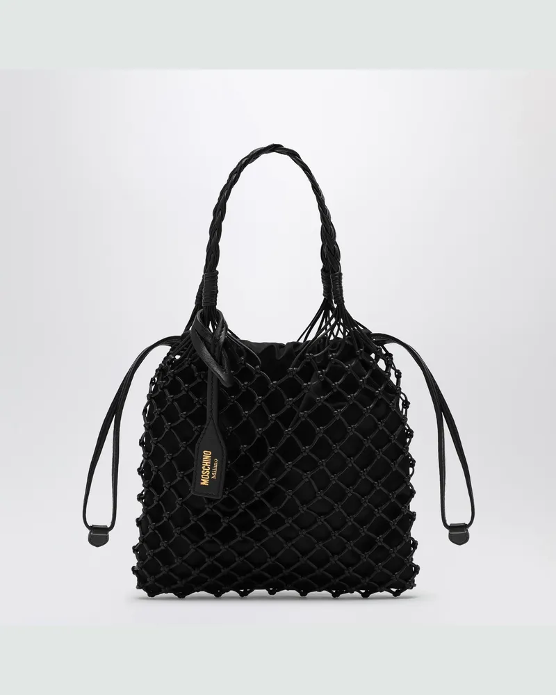 Moschino Schwarze Tasche Basket Net aus Nappaleder Black