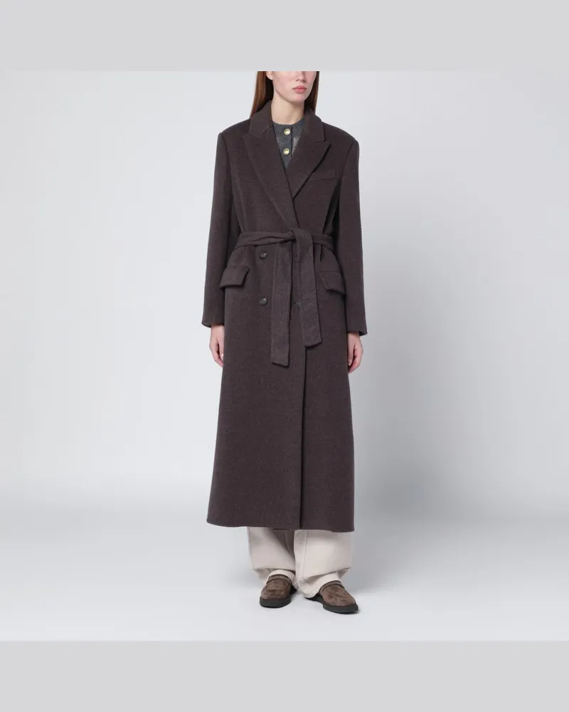 Brunello Cucinelli Brauner Mantel aus Wolle und Kaschmir Braun