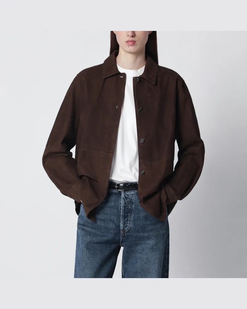 Totême Braune Leder-Hemdjacke 