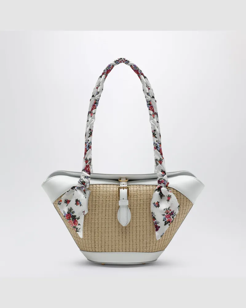Dolce & Gabbana Capri Coffa-Tasche aus Raffia in Creme/Weiß White
