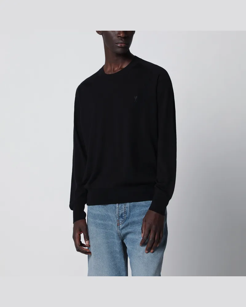 AMI Paris Schwarzer Ami de Coeur Wollpullover von Black