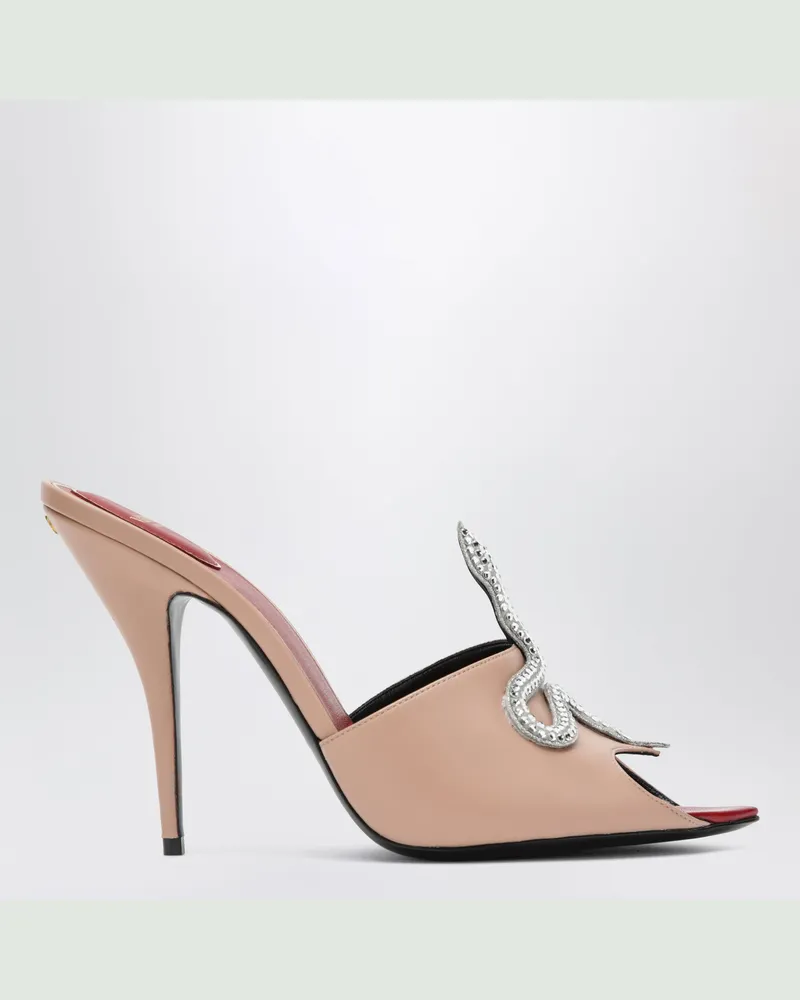 Valentino Garavani Puderrosa Slide-Sandale Coeur Vipère aus Ziegenleder Pink