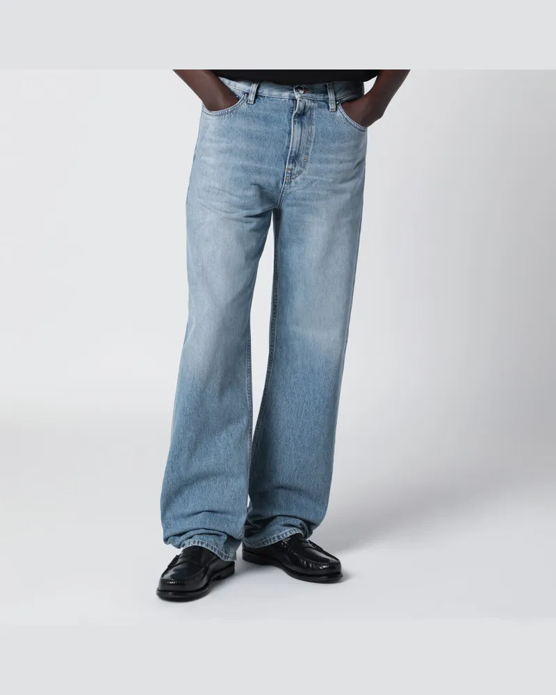 Gucci Lockere Jeans Hellblau Mit Used-Effekt 