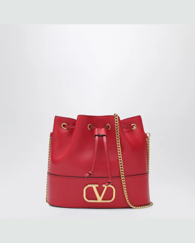 Valentino Garavani Vlogo Bucket Bag aus rotem Leder Red