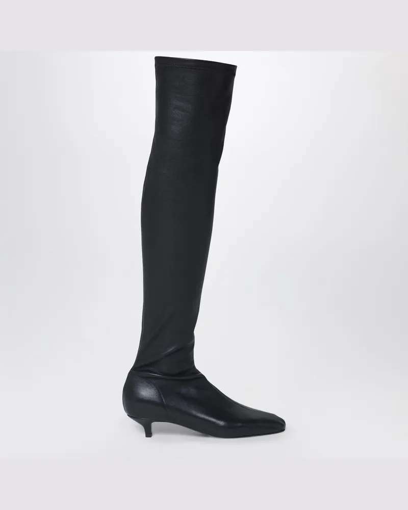 Totême Day kniehohe Stiefel aus schwarzem Nappaleder Black